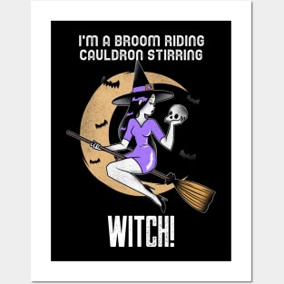 I'M A BROOM RIDING CAULDRON STIRRING WITCH Posters and Art